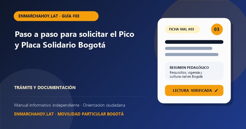 Paso a paso para solicitar el Pico y Placa Solidario Bogotá