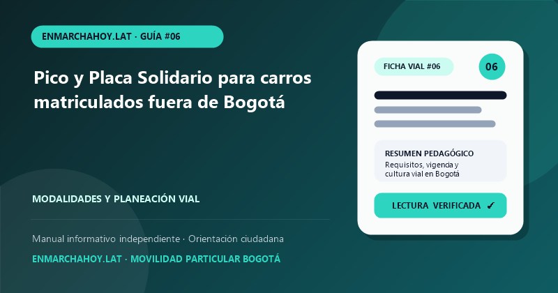 Pico y Placa Solidario para carros matriculados fuera de Bogotá