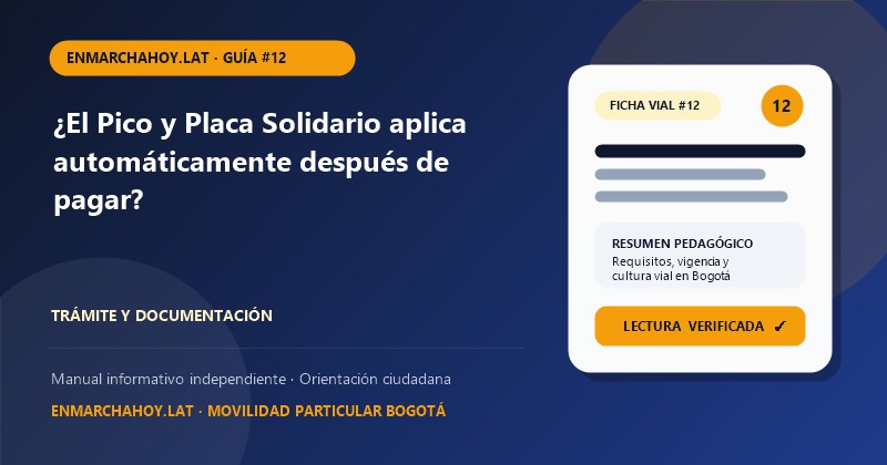 ¿El Pico y Placa Solidario aplica automáticamente después de pagar?